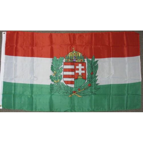 3X5 HUNGARY WITH CREST FLAG HUNGARIAN FLAGS BANNER F474