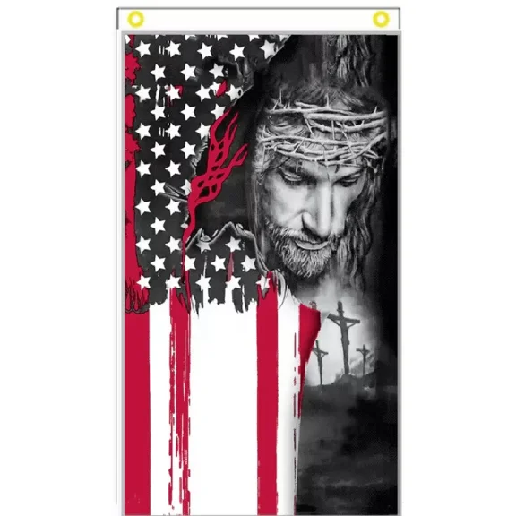 3X5 JESUS CHRIST FAITH OVER FEAR CHRISTIAN CROSS VERTICAL FLAG BANNER 100D