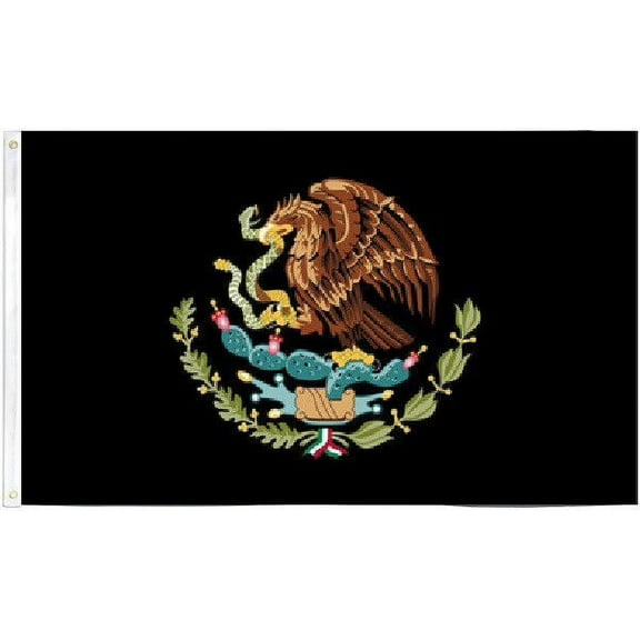 3X5 MEXICO CREST BLACK FLAG MEXICAN TACTICAL FLAG BANNER GROMMETS