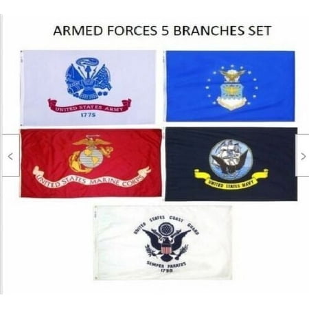 3X5 Military 5 Branches Armed Forces DOUBLE SIDED Nylon FLAG Set Flags LICENSED