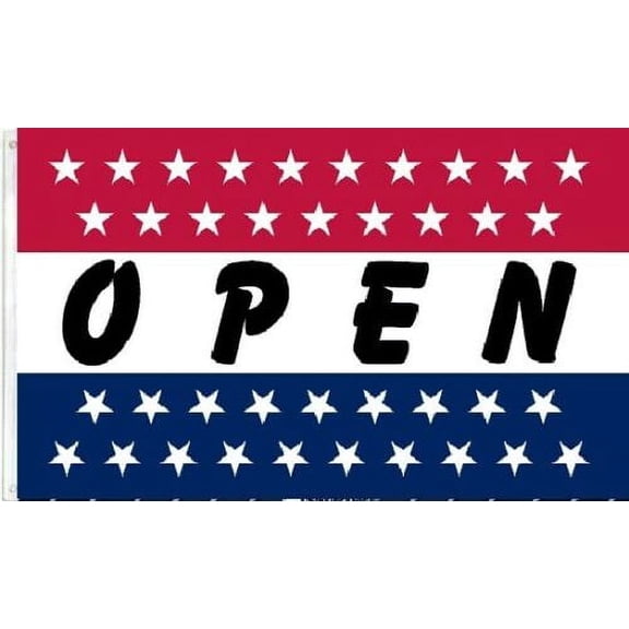 3X5 OPEN Flag Red White Blue Store Banner Advertising Pennant Business Sign 100D