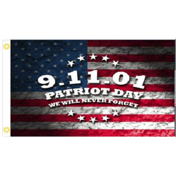 3X5 PATRIOTS DAYS 911 9.11.01 WE WILL NEVER FORGET USA FLAG BANNER 100D FABRIC