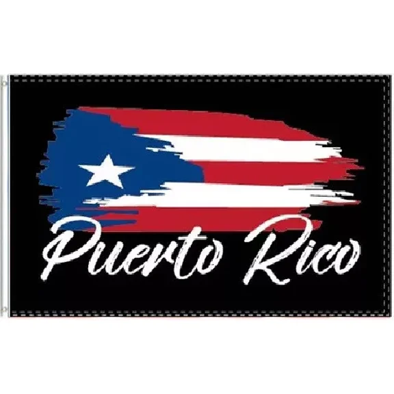 3X5 PUERTO RICO HERITAGE BLACK FLAG BANNER 100D W/ GROMMETS