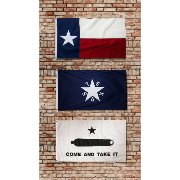 3X5 STATE OF Texas + ZAVALA + GONZALES History Flag SET (3 FLAGS)