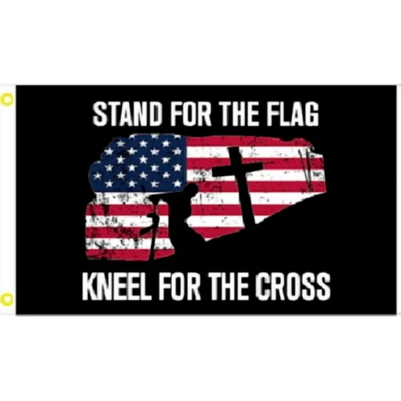 3X5 Stand For The Flag Kneel For The Cross Jesus Christ Christian Flag Banner