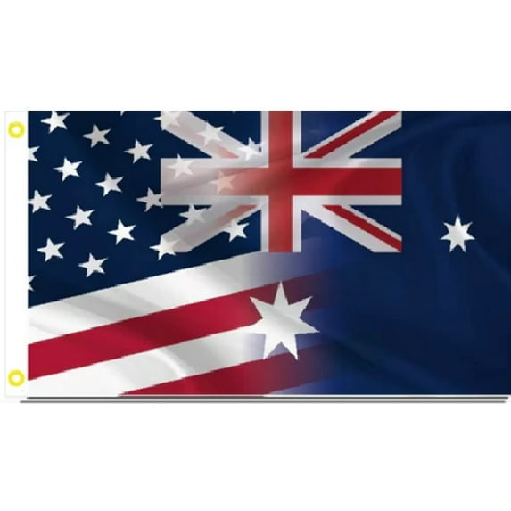 3X5 USA AUSTRALIA AUSSIE FRIENDSHIP HERITAGE COMBINTATION FLAG BANNER 100D