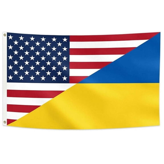 3X5 USA American Ukraine Friendship Combo Polyester Flag 100D