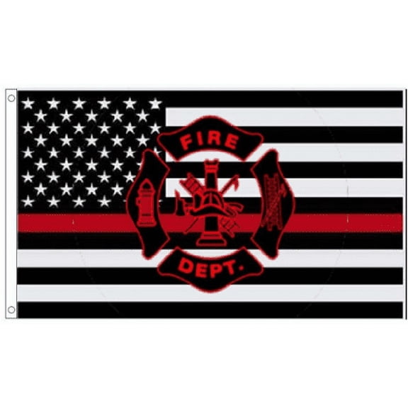 3X5 USA Thin Red Line Flag First Responders Fire Department Shield FAST SHIPPING