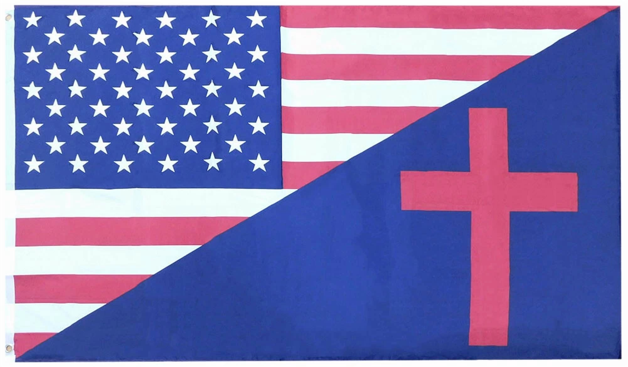 3X5 Usa Christian Diagonal Combination Premium 3'X5' Polyester Flag Banner (Fi)