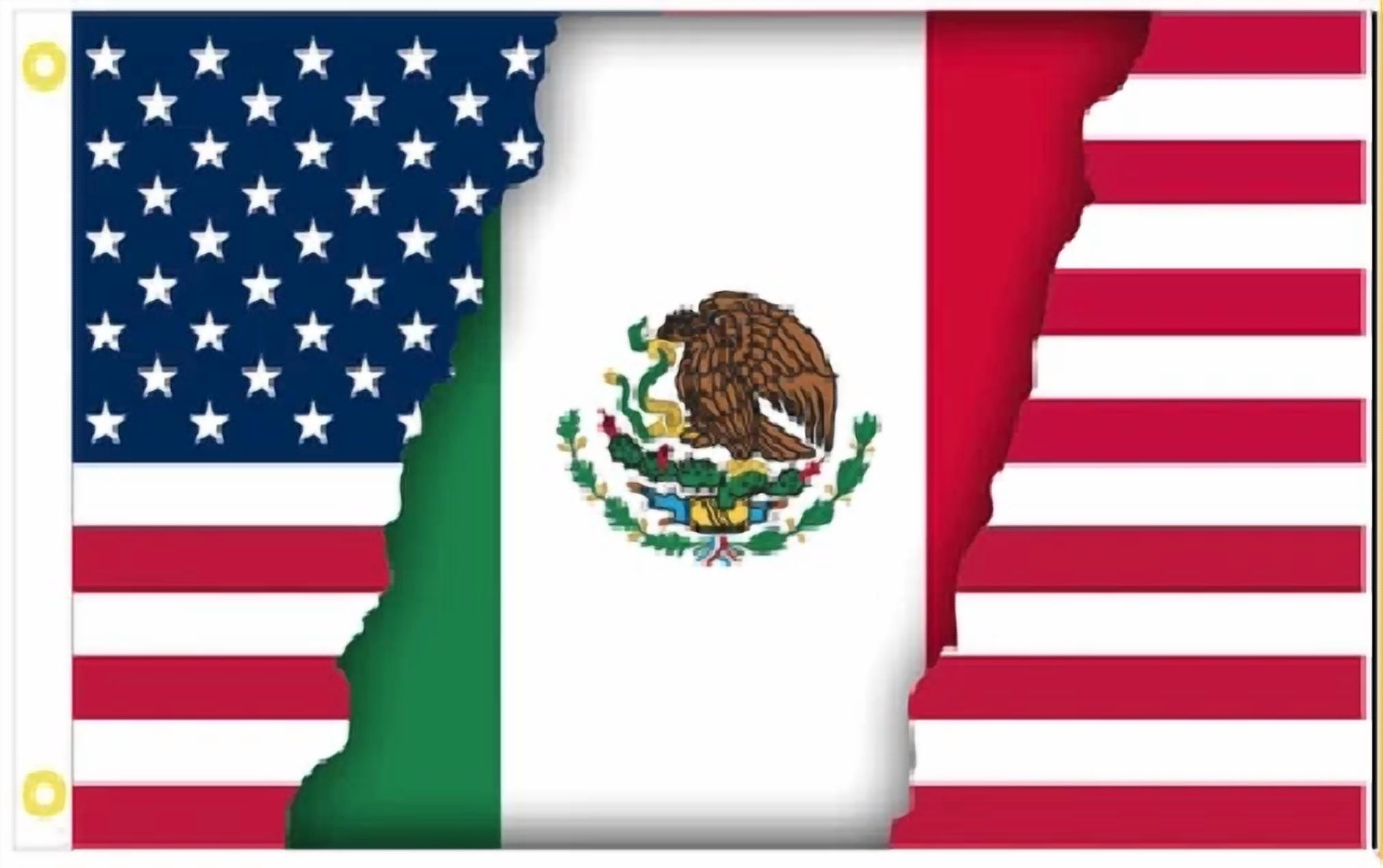 3X5 Usa Mexican Heritage Combination Flag Banner Grommets 100D
