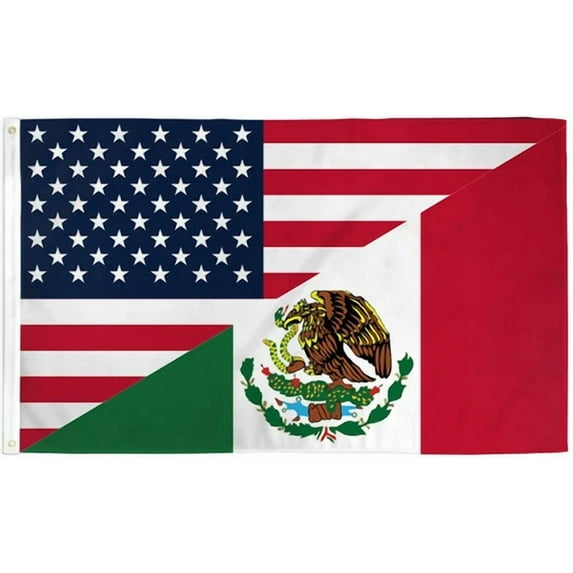 3X5 Usa & Mexico Combination Flag Usa & Mexico Combo Printed Nylon Flag