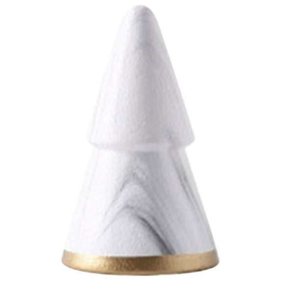 3X5Inches Simple Elegant Ceramic White Gold Christmas Tree Tabletop Counter Centerpiece Mantel Shelf for Home Decor Accents Xmas Christmas Tree Decoration Ornament