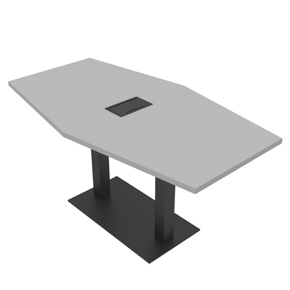 3X6 Hexagon Conference Table Square Metal Base Data And Electric Unit