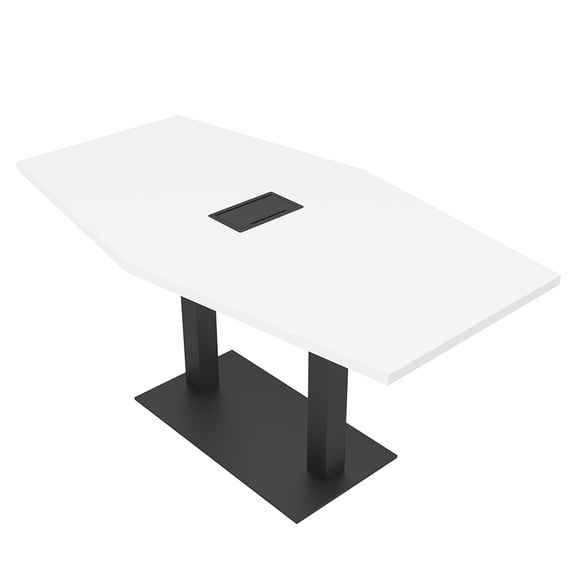 3X6 Hexagon Conference Table Square Metal Base Data And Electric Unit