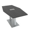 thumbnail image 1 of 3X6 Hexagon Conference Table Square Metal Base Data And Electric Unit, 1 of 7