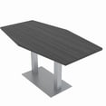 thumbnail image 1 of 3X6 Hexagon Conference Table Square Metal Base Data And Electric Unit, 1 of 5