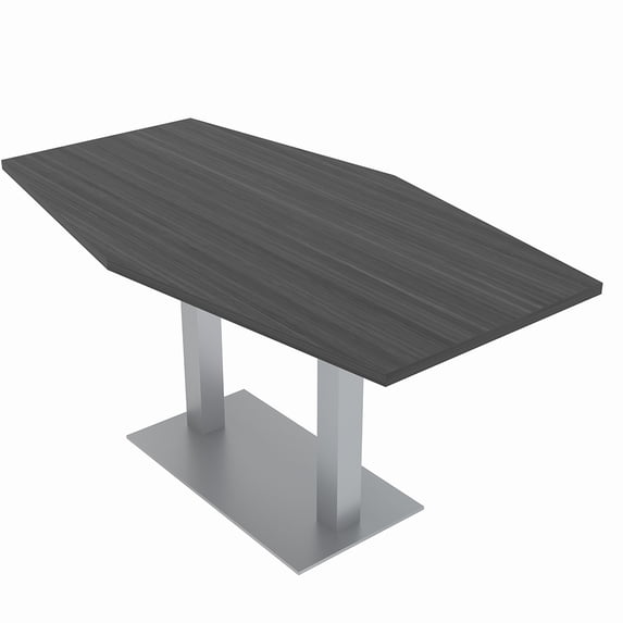 3X6 Hexagon Conference Table Square Metal Base Data And Electric Unit