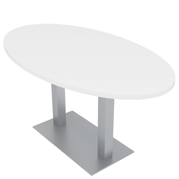 3X6 Oval Conference Room Table With Square Metal Base Electrical Unit