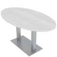thumbnail image 1 of 3X6 Oval Conference Room Table With Square Metal Base Electrical Unit, 1 of 5