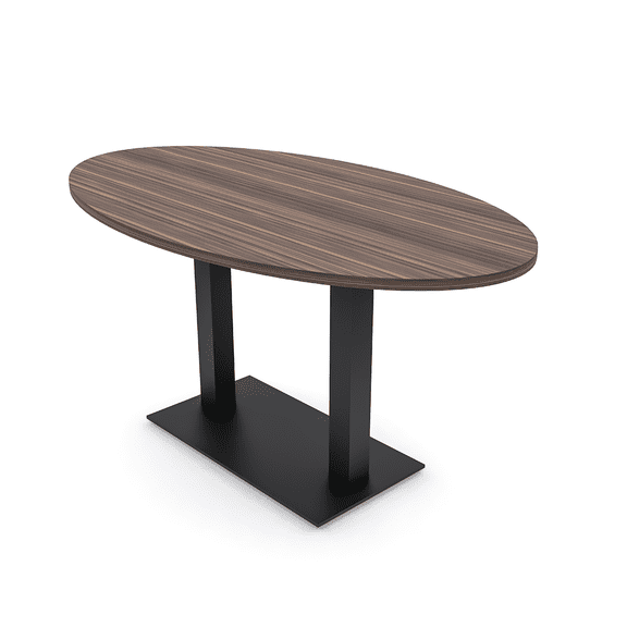 3X6 Oval Conference Room Table With Square Metal Base Electrical Unit