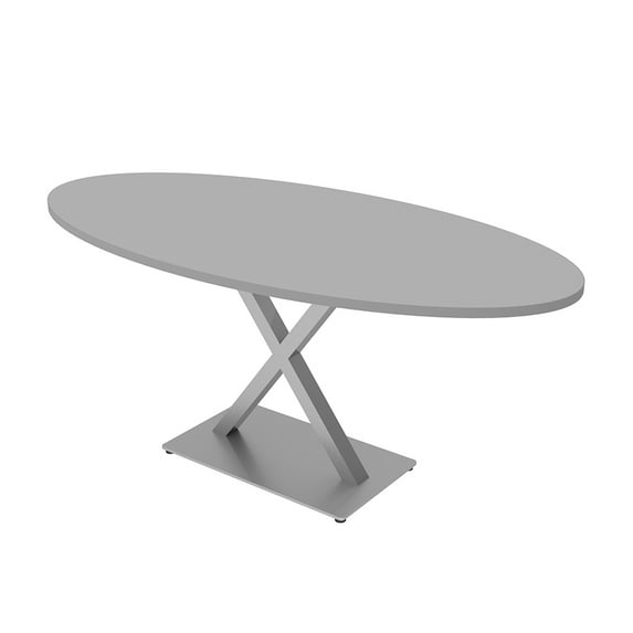 3X6 Oval Conference Room Table With X Base Electrical And Data Unit
