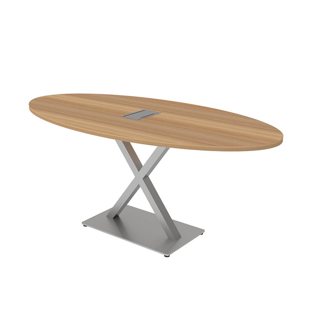 3X6 Oval Conference Room Table With X Base Electrical And Data Unit