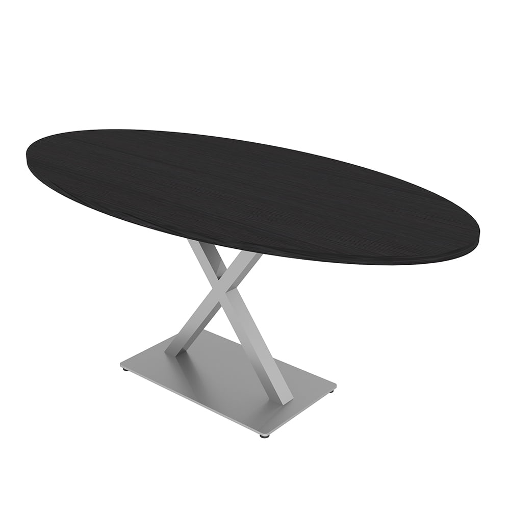 3X6 Oval Conference Room Table With X Base Electrical And Data Unit