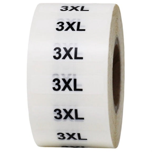 3XL Clothing Size Strip Labels | 1.25" x 5" Inch | 125 Per Roll