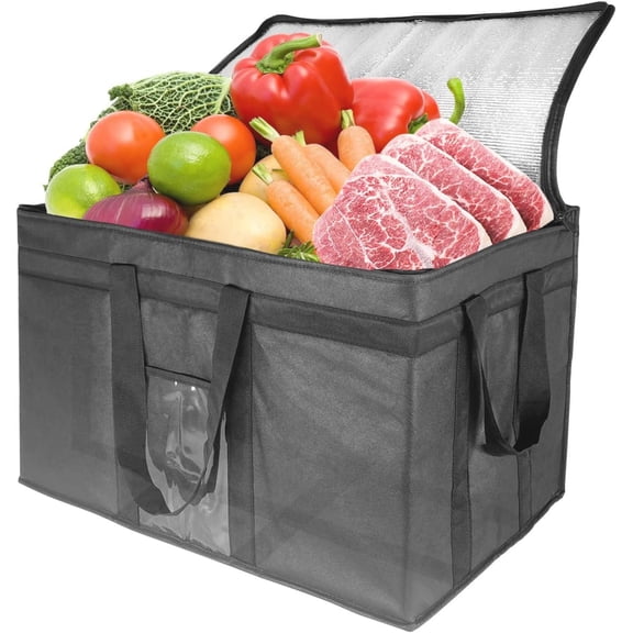 3XL Insulated Transport Bag - Cooler Bag for Cold and Hot Delivery with Lid and Double Zipper