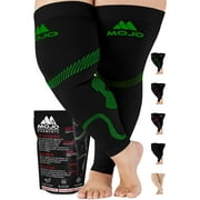 Mojo Compression Footless Thigh High Unisex 20-30mmHg - Black/Green, 3X-Large