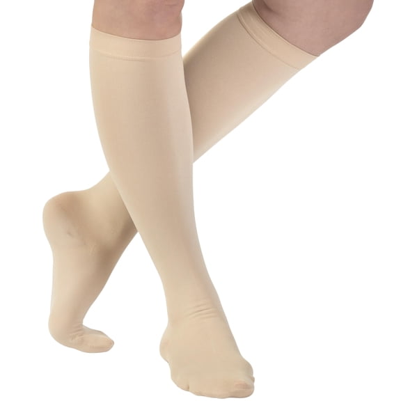 3XL Wide Calf Womens Compression Knee High 20-30mmHg for DVT - Beige, 3XL