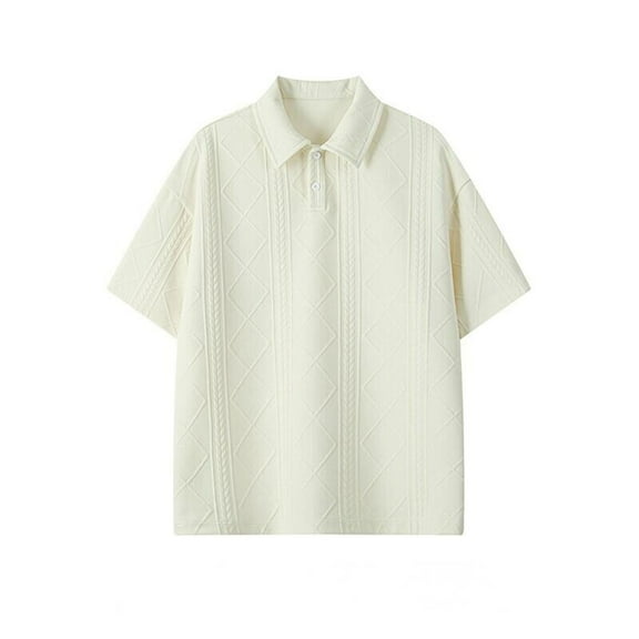 3XLT Men's Polo Shirts With Collar Big And Tall Under $10 Thin Loose Ventilate Fallow Solid Color Figured Cloth Lapel Short Sleeve Shirt Blouse