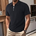 thumbnail image 1 of 3XLT Men's Polo Shirts With Pocket Summertime Fashion Elasticity Casual Loose Zipper Lapel Short Sleeve, 1 of 9
