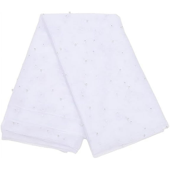 3Yards Pearl Beaded Tulle Fabric 60" Soft Lace Trim White Lace Fabric Net Tulle Mesh Wedding Accessories