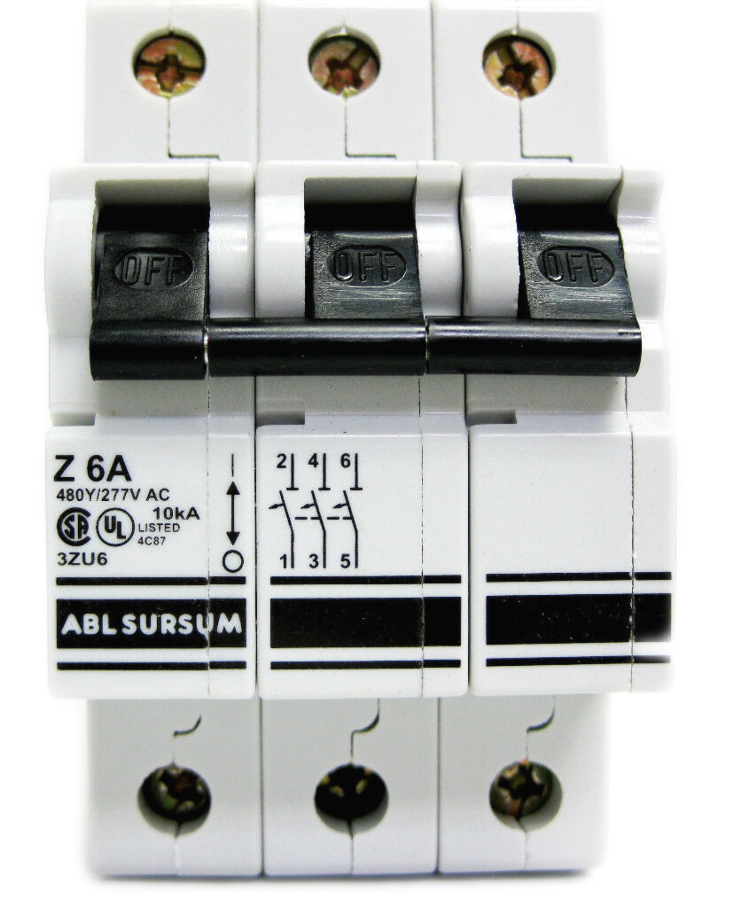 3ZU6 Circuit Breaker, Din Rail Mount, Z Characteristic, 3 Pole, Rated Current 6.00 A