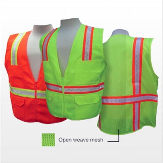 3asafety S2200-L Orange Surveyor Vest, Mesh Back - Large