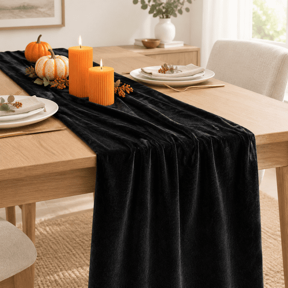 3black Fall Winter Table Runner 20 X 120 Inch