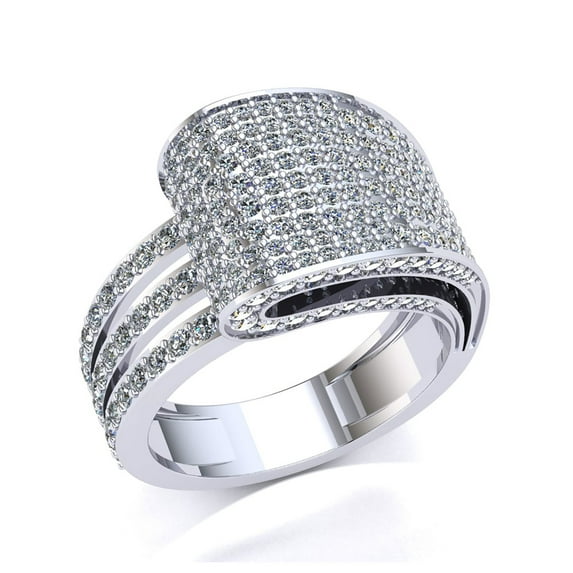 3carat Round Cut Diamond Prong Ladies Fancy Cluster Anniversary Ring Bridal Wedding Band Solid 10K Gold GH I1-I2