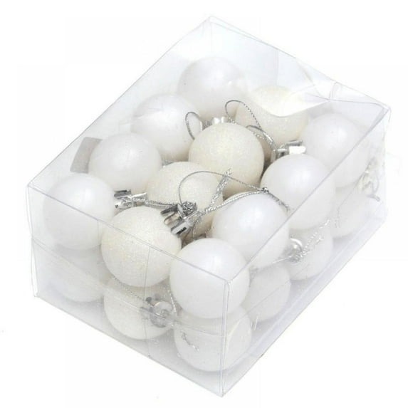 3cm Christmas Tree Baubles Balls Decor Ornament Xmas Wedding Party Decorations, 24pcs of Set (White)