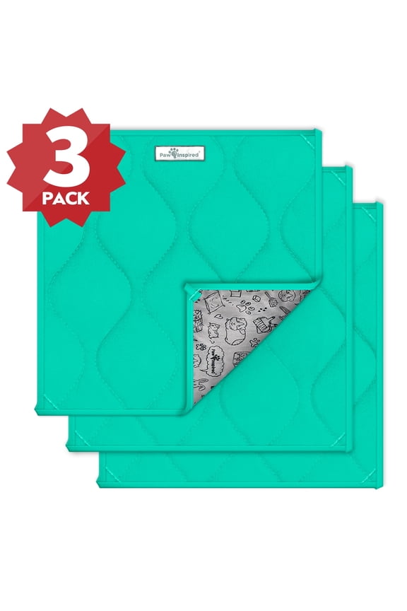 3ct 12x12" Paw Inspired Guinea Pig Cage Liner Pads | Washable Fleece Bedding , Pet Bed Mat for Guinea Pigs, Ferrets, Rabbits, Hamsters, Small Animals |Absorbent Pee Pad with Waterproof Bottom (Green)