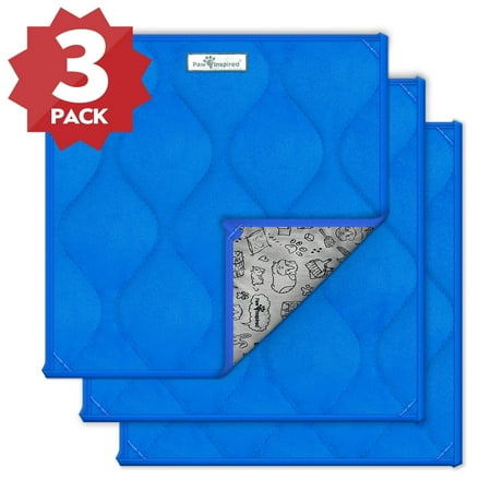 3ct 12x12" Paw Inspired Guinea Pig Cage Liner Pads | Washable Fleece Bedding , Pet Bed Mat for Guinea Pigs, Ferrets, Rabbits, Hamsters, Small Animals |Absorbent Pee Pad with Waterproof Bottom (Blue)