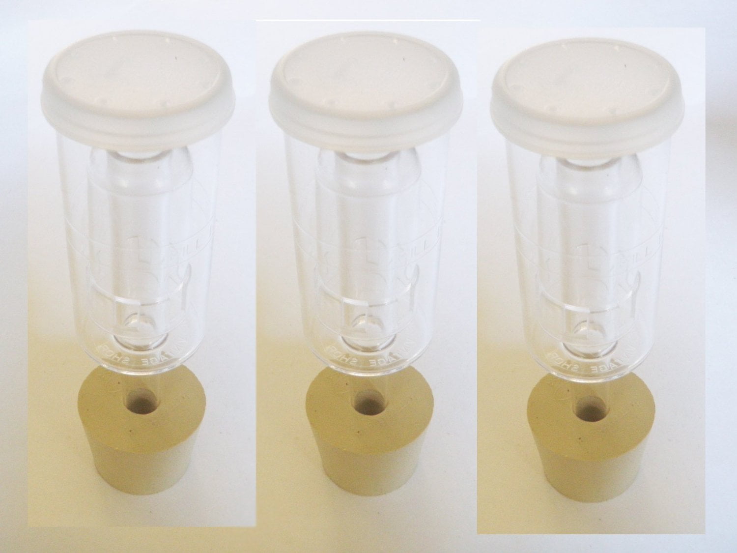 3ct. 3 Piece Airlock with 7 Stopper Set of 3 (Cylinder Airlock