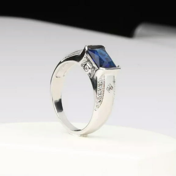 3ct Blue Zirconia Jewelry Engagement Band Mens 925 Silver Wedding Ring Size 8-13