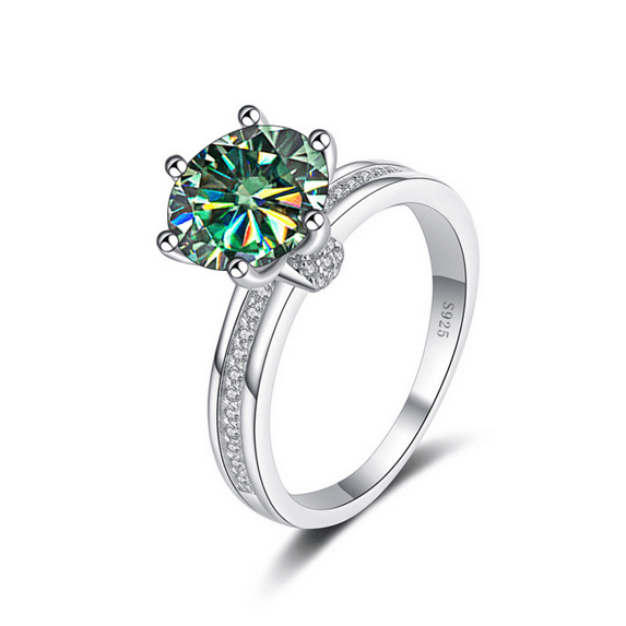 3ct D Color Moissanite Rings for Women 925 Sterling Silver Flower Rings Round Cut Yellow/Blue/Pink Diamond Rings Engagement Wedding Rings with Certificate
