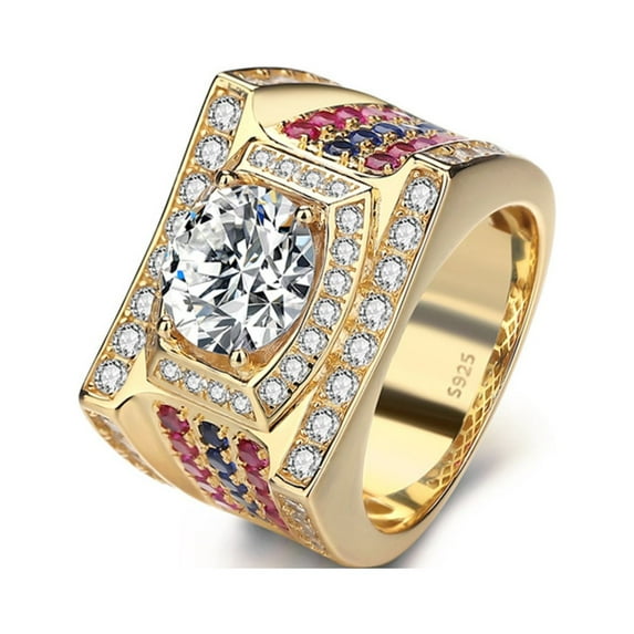 3ct Moissanite Diamond Rings for Men 925 Sterling silver D Color VVS1 Round Cut Engagement Rings Moissanite Wedding Anniversary Promise Rings for Men with Certificate