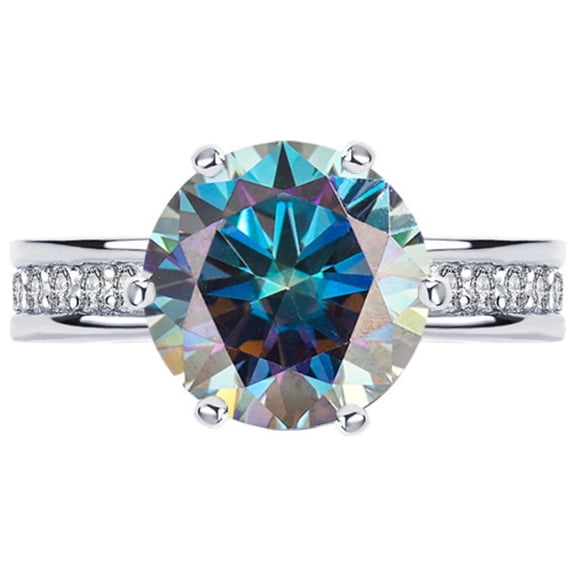 3ct Moissanite Diamond Rings for Women Red/Green/Yellow Round Cut D Color VVS1 Engagement Rings Moissanite Anniversary Promise Wedding Rings Wife Gifts with Certificate