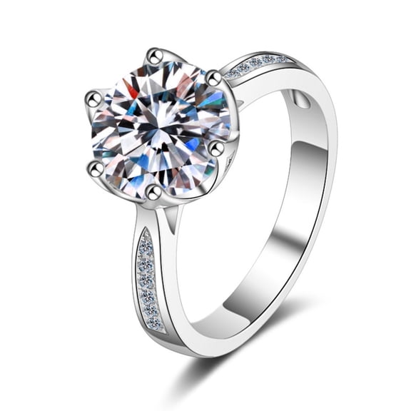 3ct Moissanite Engagement Rings for Women D Color Round Cut S925 Sterling Silver VVS1 Diamond Rings Moissanite Anniversary Promise Wedding Rings Wife Gifts with Certificate