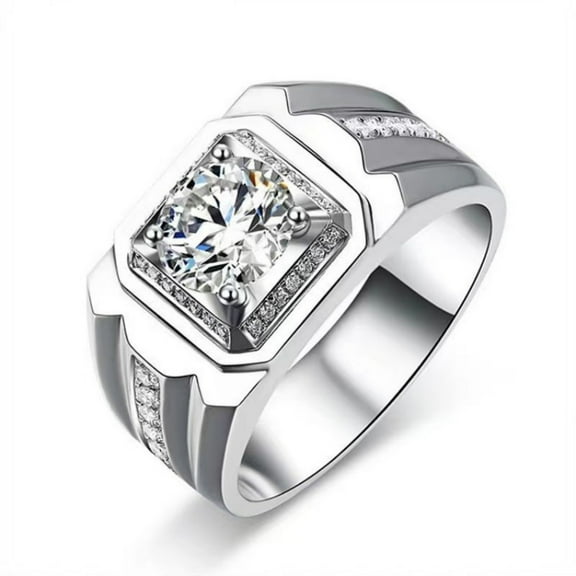 3ct Moissanite Wedding Bands for Men Sterling Silver Anniversary Promise Ring Diamond Rings Round Cut D Color VVS1 Moissanite Engagement Rings with Certificate