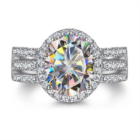 3ct Moissanite Wedding Bands for Women Oval Cut D Color VVS1 Green/White/Pink Diamond Rings Moissanite Engagement Rings with Certificate