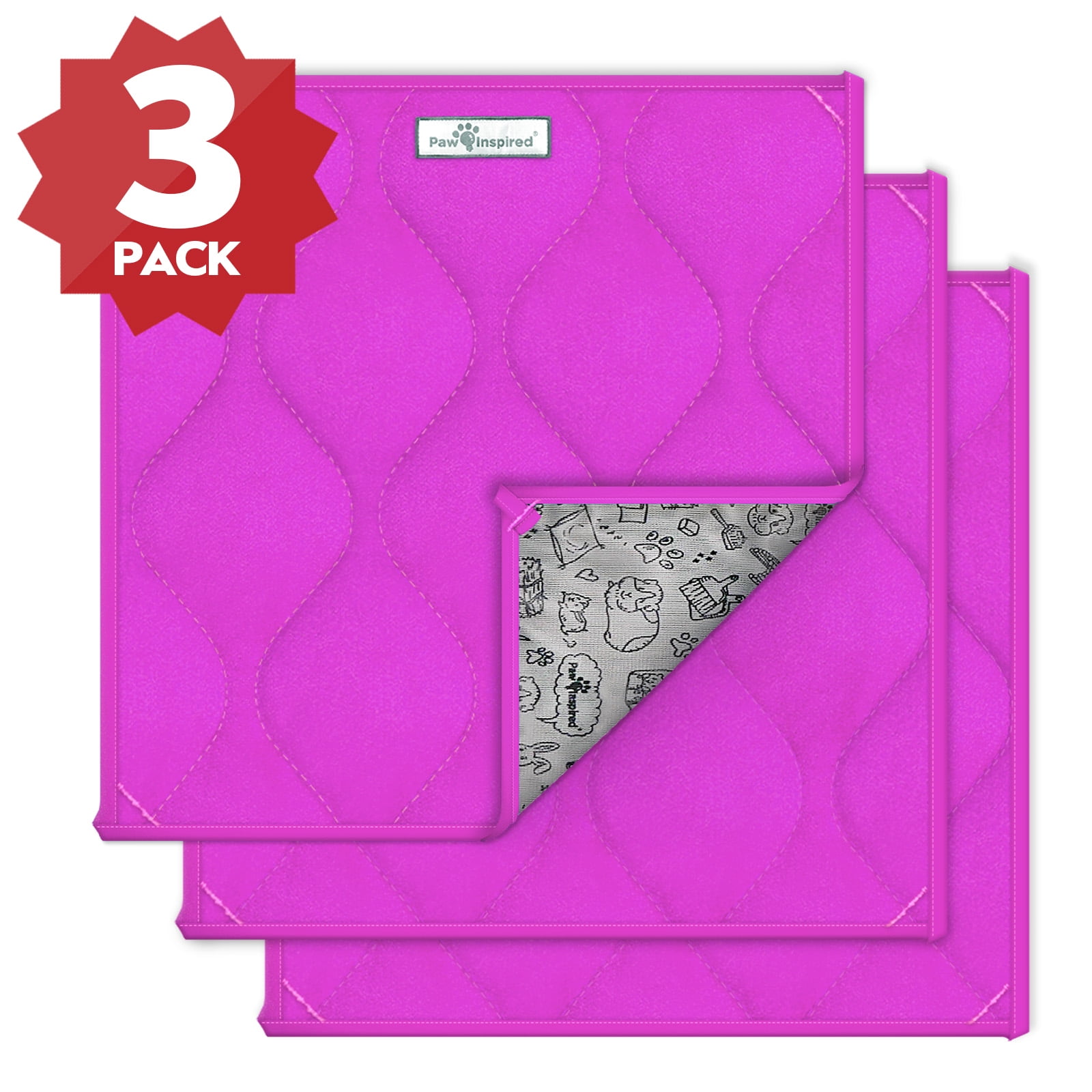 3ct Paw Inspired Guinea Pig Cage Liner Pads Washable Fleece Bedding